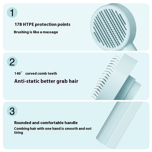 Pet Comb Self-Cleaning Massage Brush Hair Removal Brush