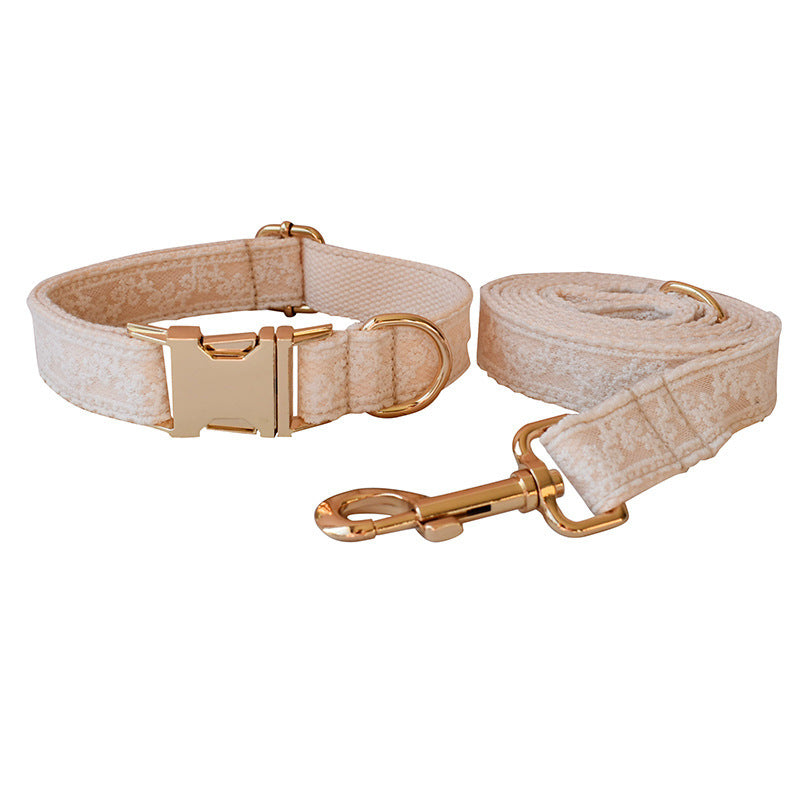 Pet Collar Bow Metal Buckle Lace